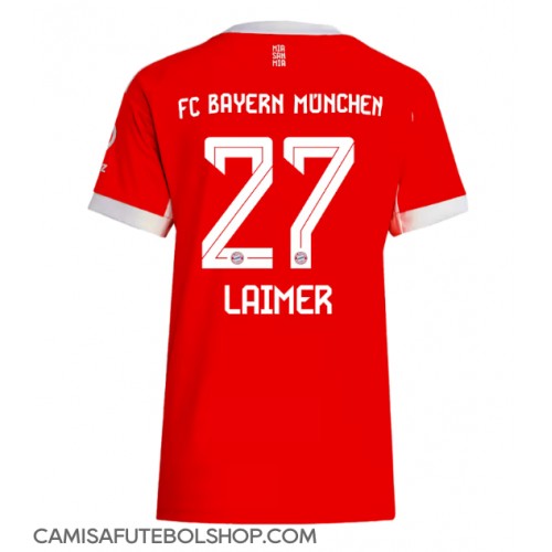 Camisa de time de futebol Bayern Munich Konrad Laimer #27 Replicas 1º Equipamento Feminina 2025-26 Manga Curta Camisa de time de futebol Bayern Munich Konrad Laimer #27 Replicas 1º Equipamento Feminina 2025-26 Manga Curta